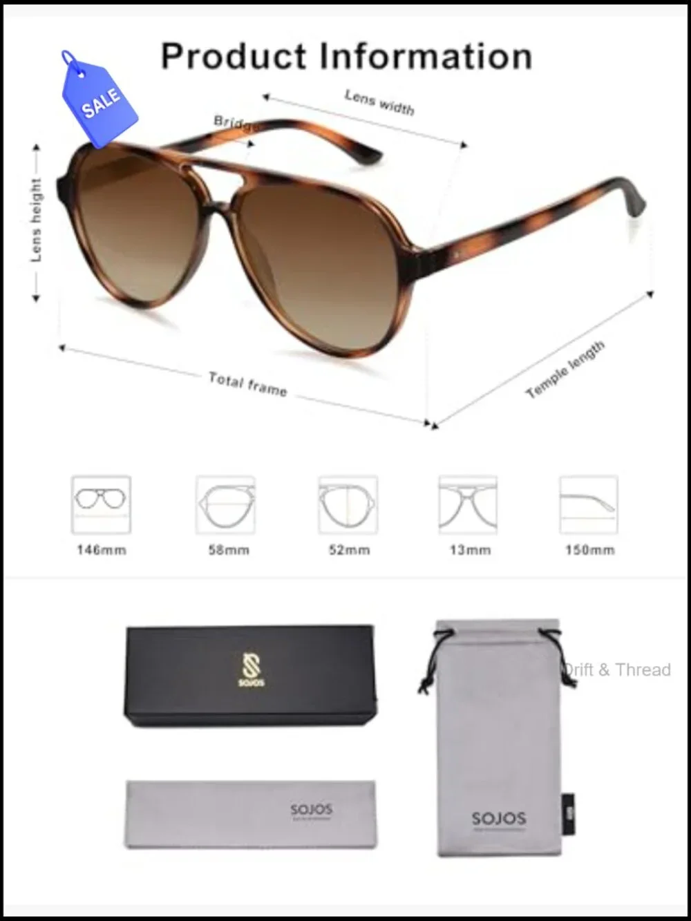 Classic Polarized Aviator Sunglasses UV400 for Women Men Retro Stylish Shades